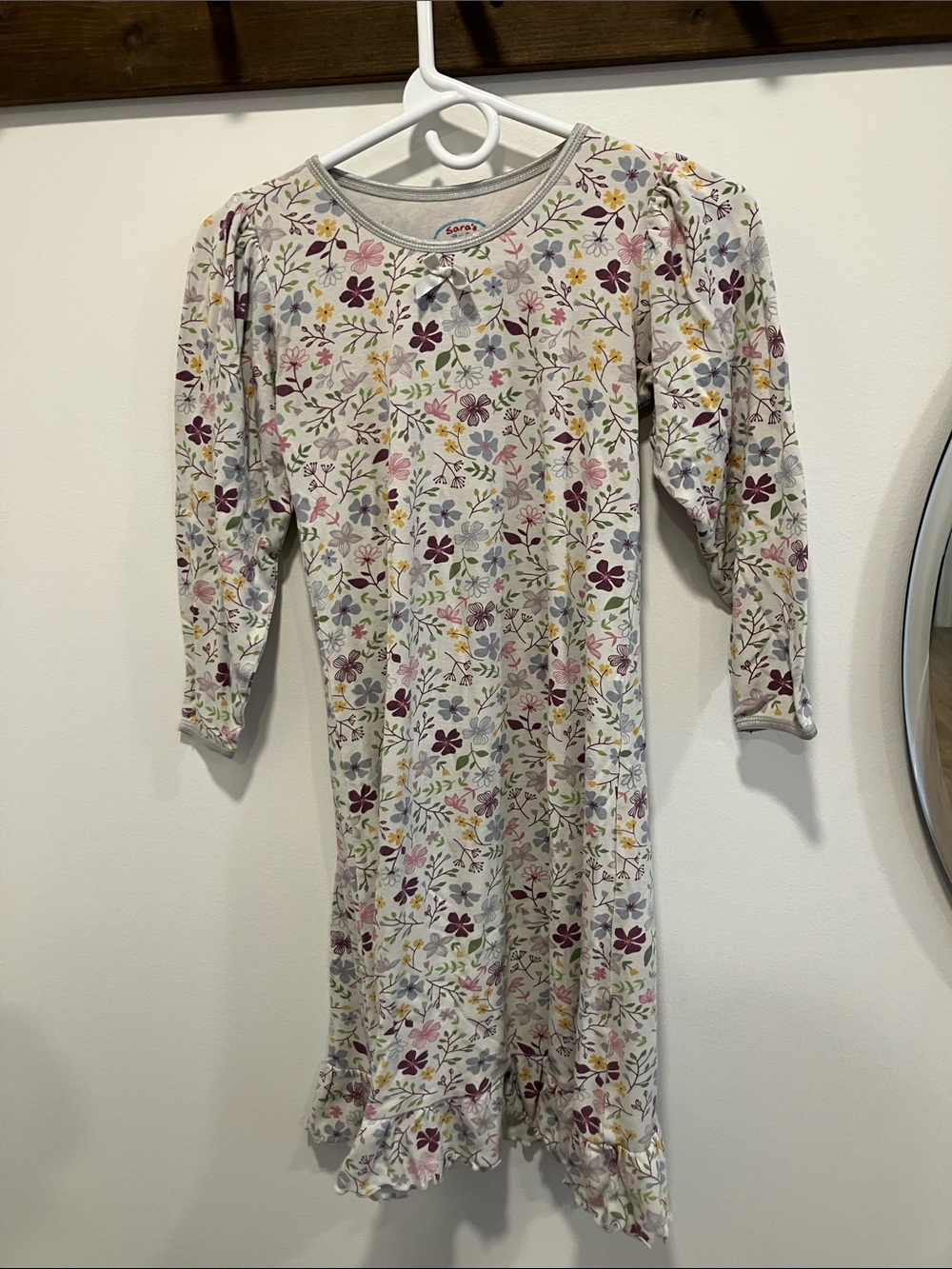 Sara's Prints Girls Floral Nightgown in Cream, Purple, Pink, Yellow, Green, Blue